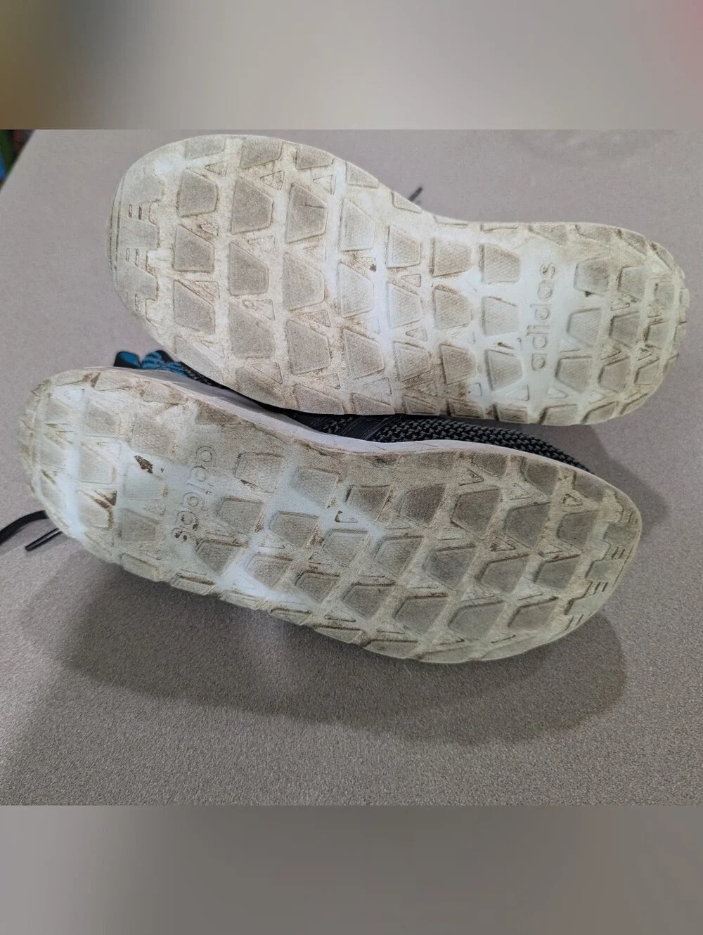 Youth Boys Gray/Black Adidas Shoes, Size 3